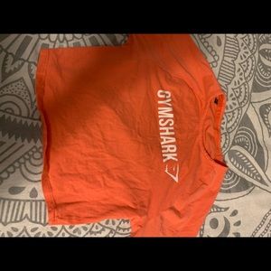 Neon pink gym shark crop top